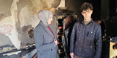 AK Parti İlçe Başkanı Pınar Ayyıldız Özen’den Yangın Mağduru Aileye Ziyaret!