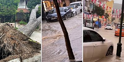 Çeşme’de  şiddetli yağış etkili oldu!